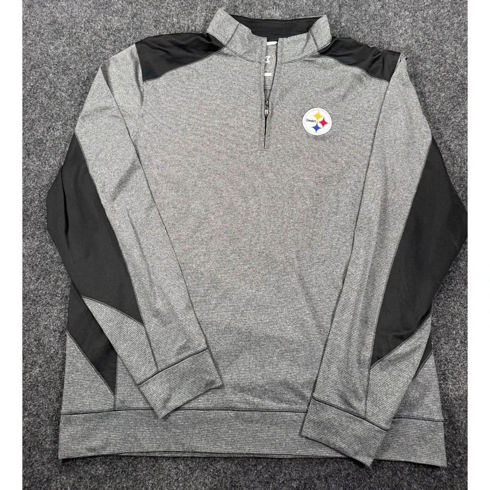Pittsburgh Steelers Cutter & Buck DryTec 1/4 Zip Pullover Mens XL Gray NFL